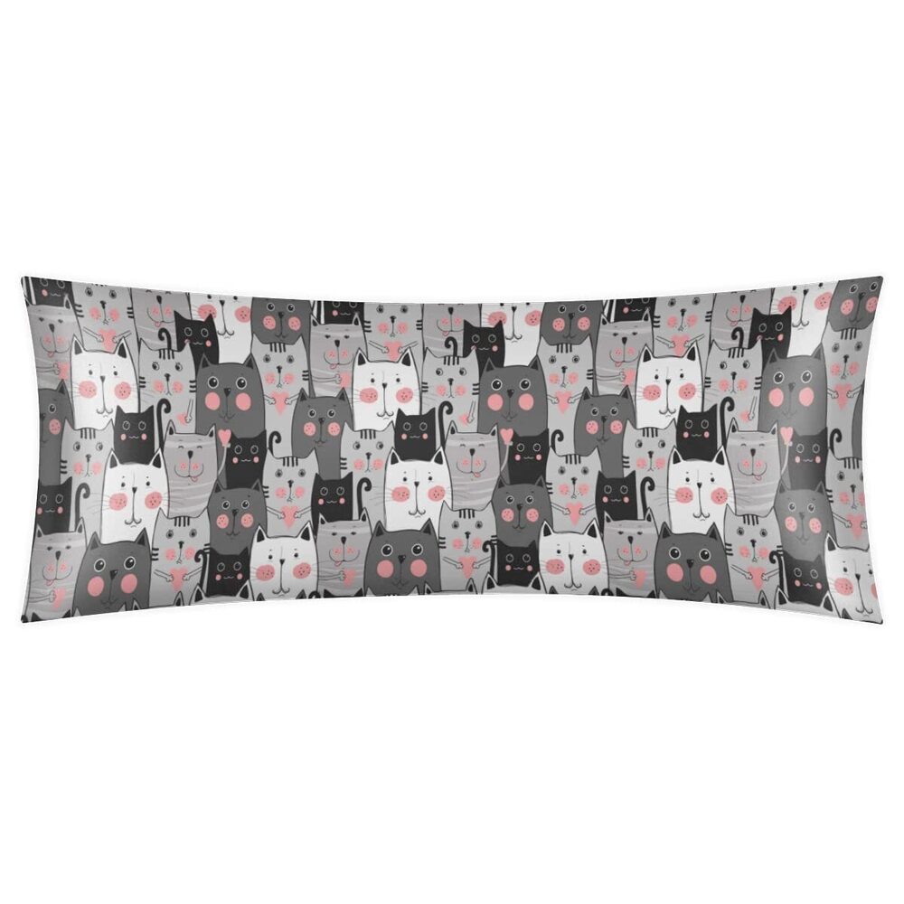 4399 Body Pillow Cover 21x54 inches Cute Animals Cat Satin Pillow Case